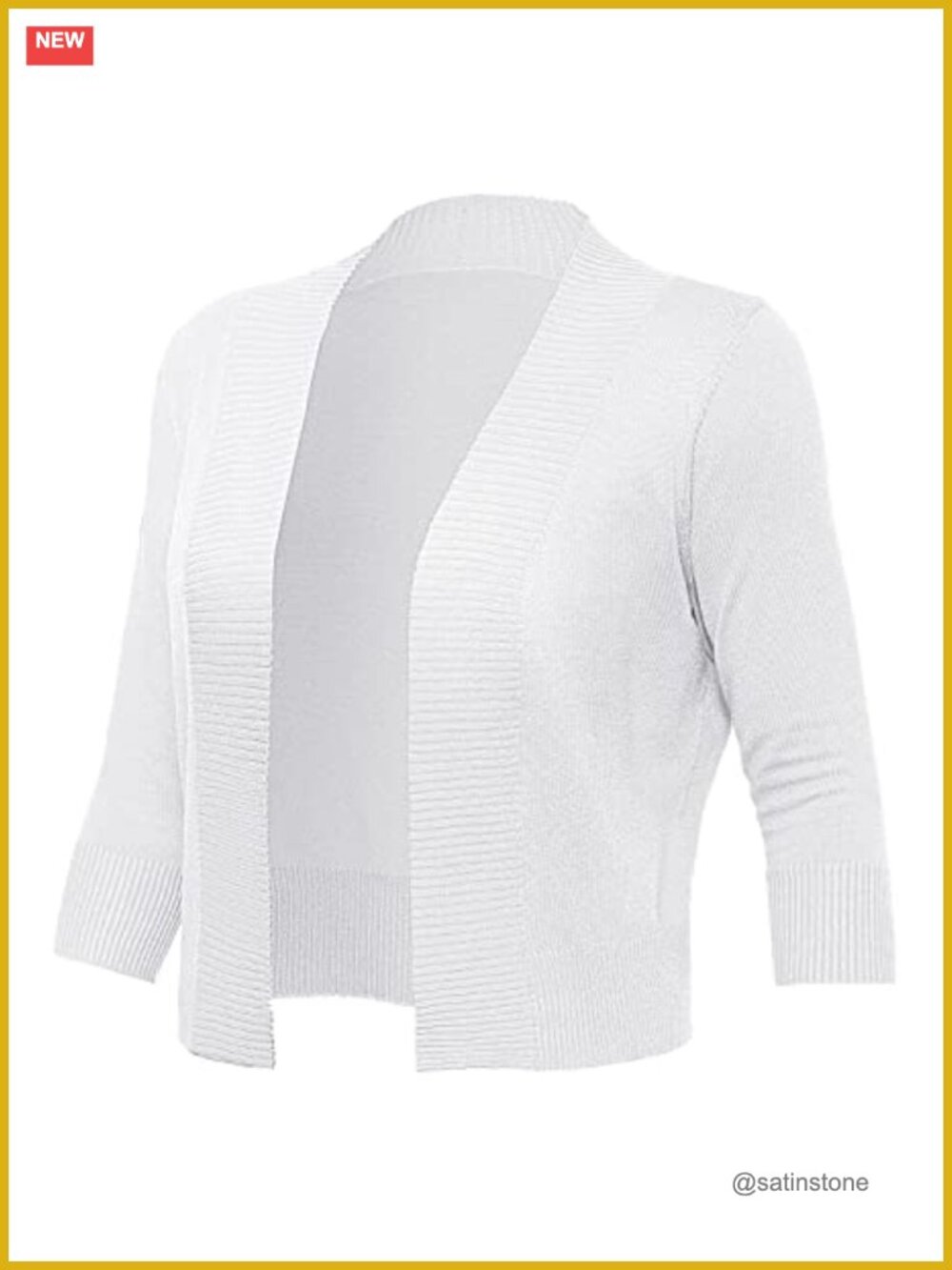 Open Front Bolero Cropped Cardigan 3/4 Sleeve Shrug S-XL - Picture 5 of 6